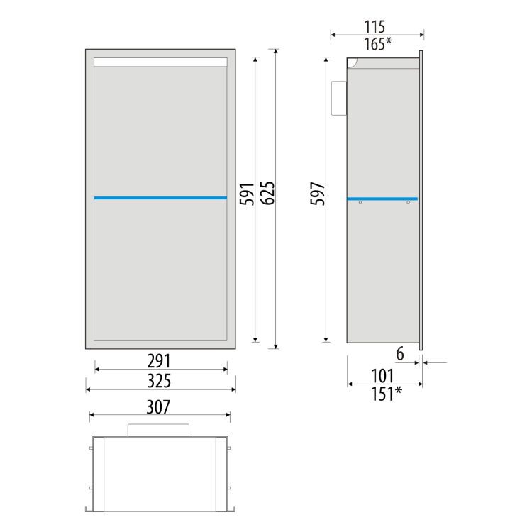 Półka łazienkowa wnękowa do zabudowy 32,5x59,7x15 cm ze stali nierdzewnej lakierowanej proszkowo z oświetleniem LED i szkłem w tylnej części MCJ PWNP600/15LEDLA