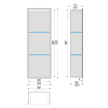 Przejdź do produktu Półka łazienkowa wnękowa do zabudowy 32,5x89,7x10 cm ze stali nierdzewnej z oświetleniem LED i szkłem w tylnej części MCJ F.PWNP LED 900/10WH