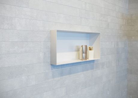 Przejdź do produktu Półka łazienkowa wnękowa do zabudowy 60x15 cm ze stali nierdzewnej z regulowaną głębokością montażu MCJ PWR600/10/15