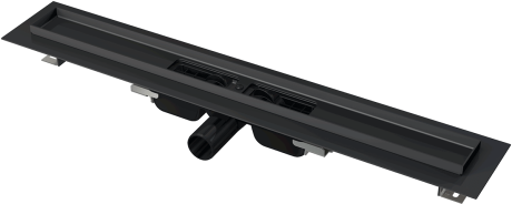 Przejdź do produktu Odpływ podłogowy niski z rusztem PURE 30 cm czarny mat Alcadrain APZ101BLACK-300+PURE-300BLACK 