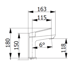 Bateria umywalkowa stojąca 18 cm bez korka Demm Sleek 9910 czarny mat