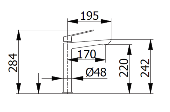 Bateria umywalkowa stojąca 28,4 cm wysoka bez korka Demm Sleek 9914 czarny mat