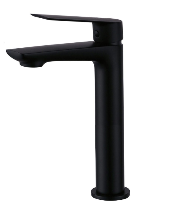 Bateria umywalkowa stojąca 28,4 cm wysoka bez korka Demm Sleek 9914 czarny mat