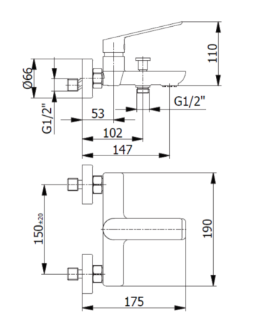 Przejdź do produktu Bateria prysznicowo-wannowa 19x11 cm z rączką prysznicową i wężem kompletna Demm Sleek 9900 chrom
