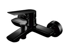 Bateria wannowa 19x11 cm z rączką prysznicową i wężem kompletna Demm Sleek 9900 czarny mat