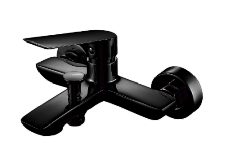 Przejdź do produktu Bateria prysznicowo-wannowa 19x11 cm z rączką prysznicową i wężem kompletna Demm Sleek 9900 czarny mat