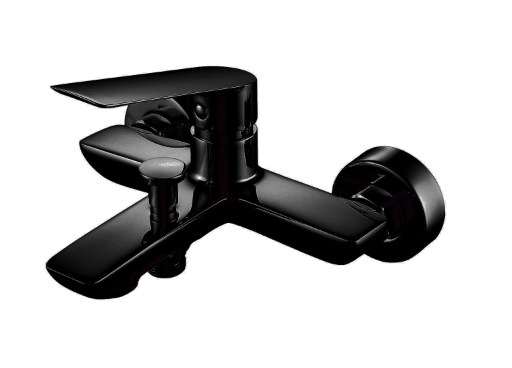 Bateria wannowa 19x11 cm z rączką prysznicową i wężem kompletna Demm Sleek 9900 czarny mat