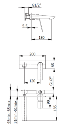 Przejdź do produktu Bateria umywalkowa podtynkowa 20x6 cm Demm Sleek 9918 czarny mat