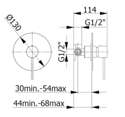 Bateria prysznicowa podtynkowa 13 cm 1-drożna Demm Spike 6840 chrom