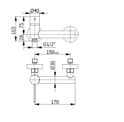 Bateria prysznicowa 17 cm solo Demm Spike 6830 czarny mat