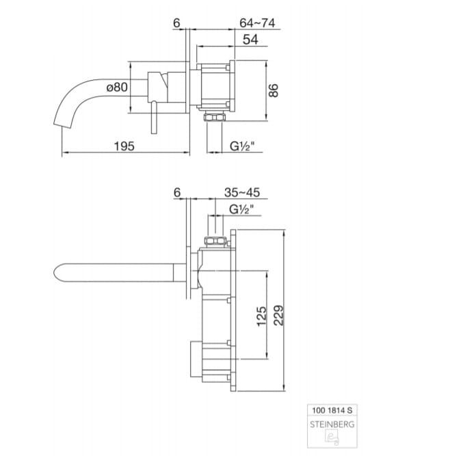 Bateria umywalkowa podtynkowa Steinberg 100 1814S czarny mat