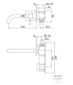 Bateria umywalkowa podtynkowa Steinberg 100 1824S czarny mat
