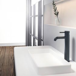 Bateria umywalkowa stojąca 30,7 cm wysoka Steinberg 100 1700S czarny mat