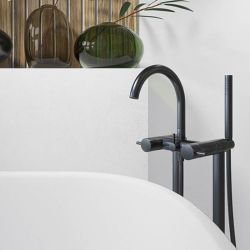 Bateria wannowa wolnostojąca 95 cm ze słuchawką prysznicową Steinberg 100 1162S czarny mat