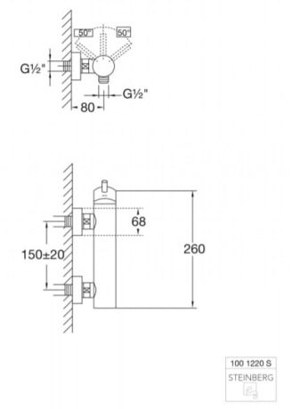 Przejdź do produktu Bateria prysznicowa solo ścienna Steinberg 100 1220S czarny mat