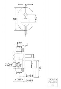 Bateria prysznicowa podtynkowa 12x18,5 cm Steinberg 100 2103S+010 2110 S czarny mat