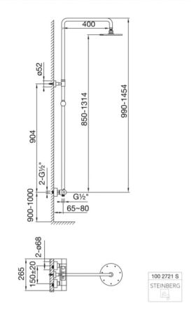 Przejdź do produktu Kolumna prysznicowa ze słuchawką prysznicową i deszczownicą Steinberg 100 2721S czarny mat