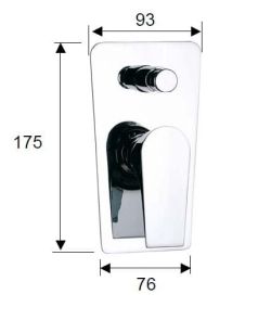 Bateria prysznicowa podtynkowa z przełącznikiem chrom Daniel Diva DV612 rysunek techniczny
