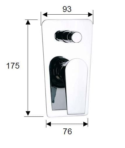 Bateria prysznicowa podtynkowa z przełącznikiem chrom Daniel Diva DV612 rysunek techniczny