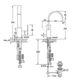 Bateria umywalkowa Steinberg seria 135 chrom 1351501 