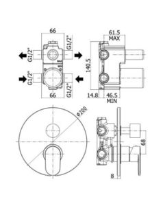 Bateria prysznicowa 3-drożna z przełącznikiem Paffoni Candy CA019CR