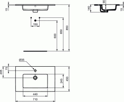 Umywalka 71x45 cm Ideal Standard Tempo E053501