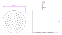 Deszczownica natryskowa okrągła 20 cm stalowy Sphera Basilea SD3620003CR - rysunek techniczny