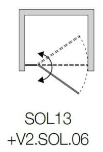 Drzwi prysznicowe wnękowe 110 cm z elementem stałym w linii SanSwiss Black Line SOL1311000607 rys. tech.