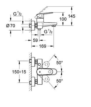Przejdź do produktu Bateria wannowa ścienna Grohe Europlus 33553 002 chrom