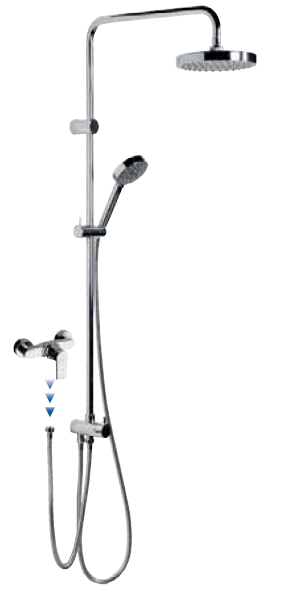 Zestaw prysznicowy z okrągłą deszczownicą 30 cm i baterią ścienną kompletna Sapho 1202-13+KA11 chrom