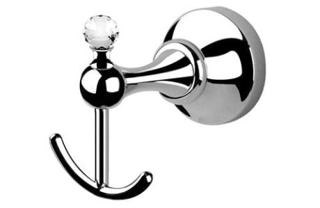 Przejdź do produktu Akcesoria łazienkowe Retro wieszak punktowy podwójny z kryształem Swarovskiego  Giulini Ibisco Crystal RG1116/S chrom