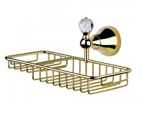 Przejdź do produktu Akcesoria łazienkowe Retro koszyczek 25x9,5x14 cm z kryształem Swarovskiego  Giulini Ibisco Crystal RG11260/S złoty