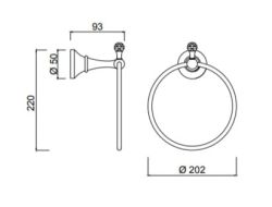 Akcesoria łazienkowe Retro wieszak typu Ring z kryształem Swarovskiego Giulini Ibisco Crystal RG1118/S złoty