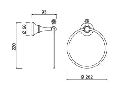 Przejdź do produktu Akcesoria łazienkowe Retro wieszak typu Ring z kryształem Swarovskiego  Giulini Ibisco Crystal RG1118/S złoty