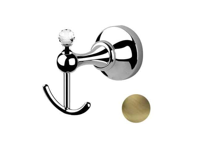 Akcesoria łazienkowe Retro wieszak punktowy podwójny z kryształem Swarovskiego Giulini Ibisco Crystal RG1116/S bronzo