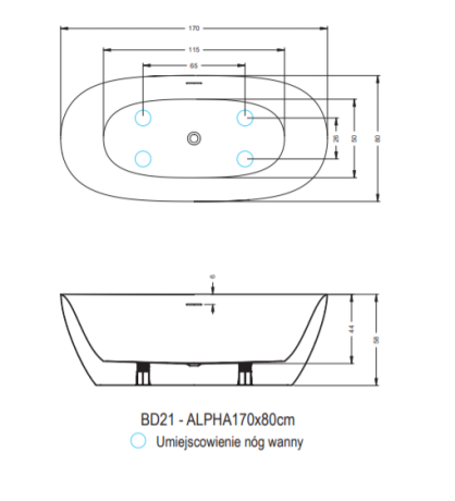 Przejdź do produktu Wanna wolnostojąca 170x80 cm Riho Alpha B092001005 biały