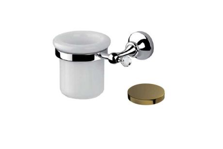 Przejdź do produktu Retro kubek ceramiczny wiszący z kryształem Swarovskiego  Giulini Ibisco Crystal RG1106/S  złoty