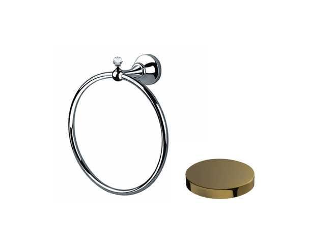 Akcesoria łazienkowe Retro wieszak typu Ring z kryształem Swarovskiego Giulini Ibisco Crystal RG1118/S złoty