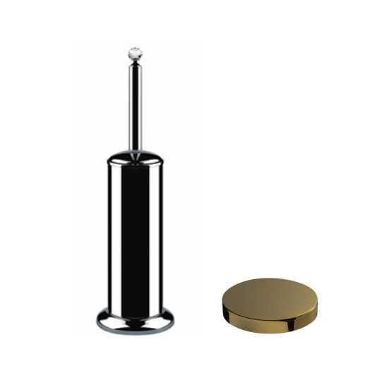 Akcesoria łazienkowe Retro szczotka WC wolnostojąca z kryształem Swarovskiego Giulini Ibisco Crystal RG1130/S złoty