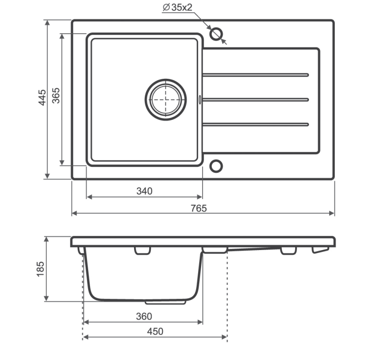Zlewozmywak granitowy jednokomorowy 77x45 cm z baterią kuchenną Snake w komplecie Darfor DG015+SN05B biały
