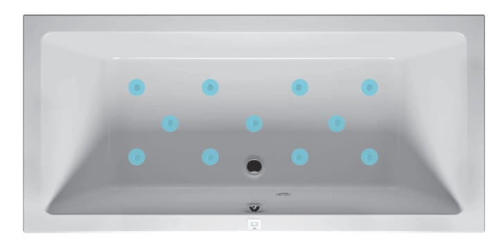 Rozmieszczenie dysz systemu hydromasażu Air