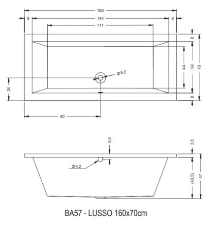 Przejdź do produktu Wanna prostokątna 160x70 cm do zabudowy Riho Lusso B013001005 biały połysk