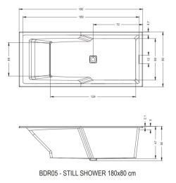 Wanna narożna 180x80 cm ze zintegrowaną obudową Riho Still Shower B103009005 prawa biały