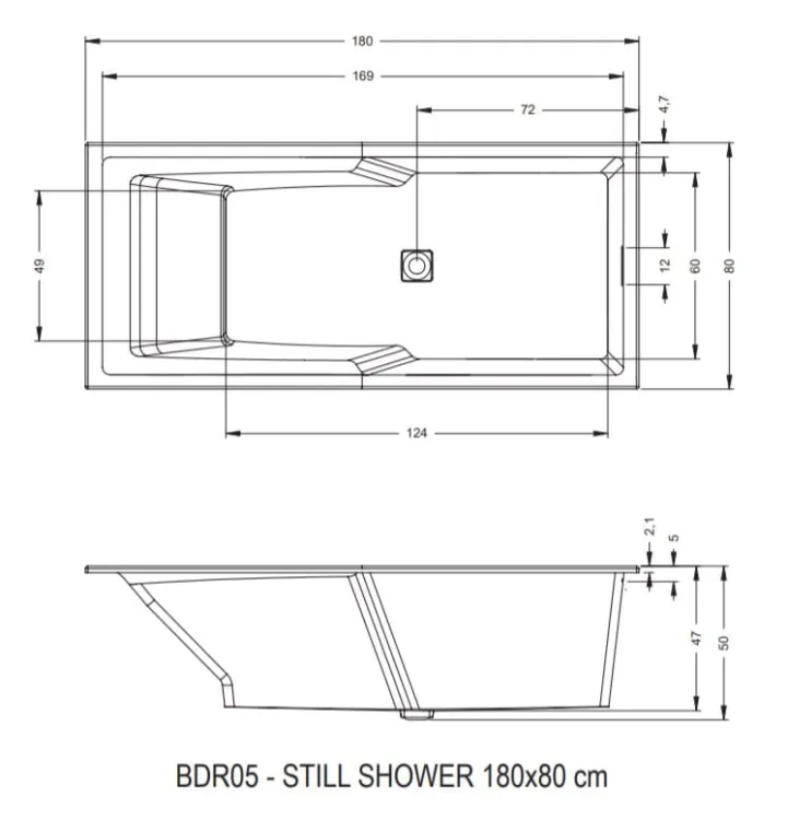 Wanna narożna 180x80 cm ze zintegrowaną obudową Riho Still Shower B103009005 prawa biały