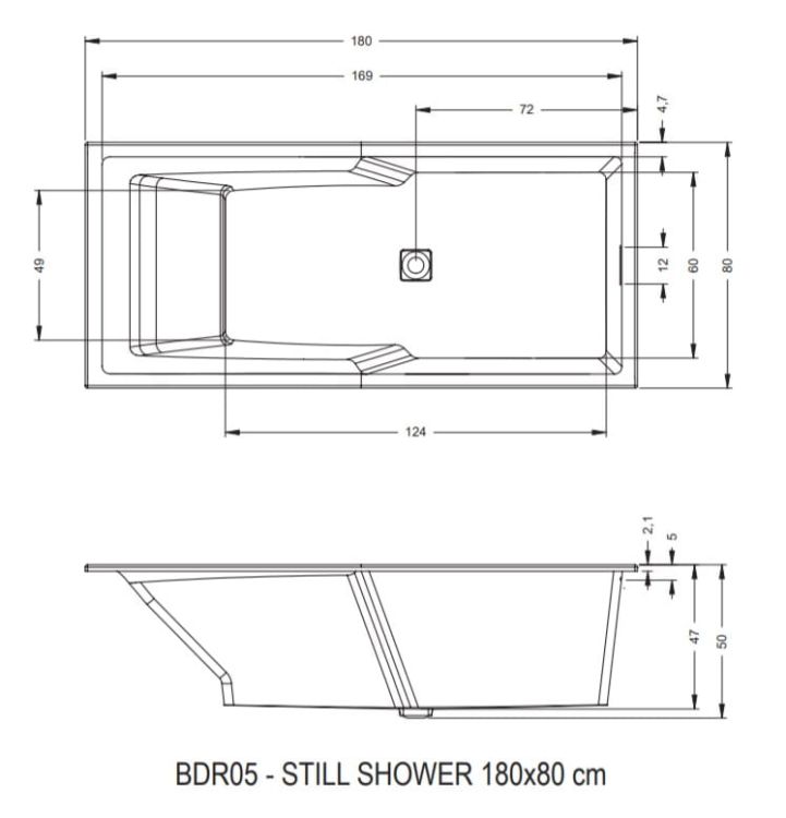 Wanna narożna 180x80 cm ze zintegrowaną obudową Riho Still Shower B103010005 lewa biały