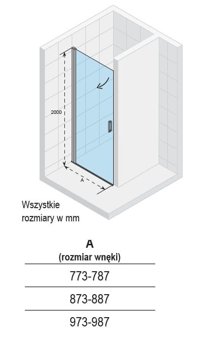 Drzwi prysznicowe wnękowe 90 cm Riho Novik Z101 GZ1090000 chrom