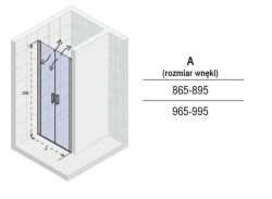 Drzwi dwuczęściowe prysznicowe wnękowe 90 cm Riho Novik Z111 GZ6090000 chrom