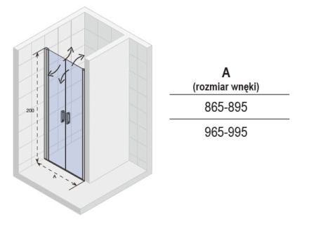Przejdź do produktu Drzwi dwuczęściowe prysznicowe wnękowe 90 cm Riho Novik Z111 GZ6090000 chrom