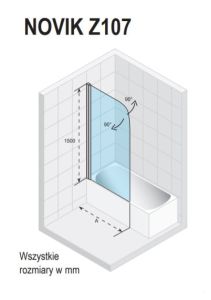 Parawan nawannowy 75 cm Riho Novik Z107 GZT9300075 chrom