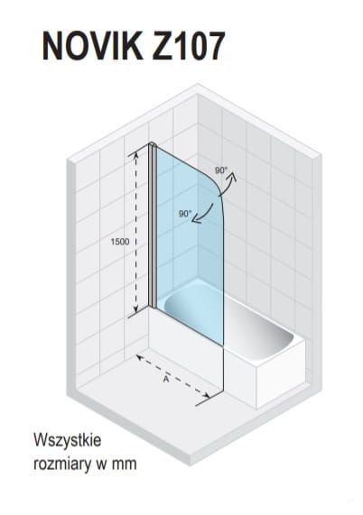 Parawan nawannowy 75 cm Riho Novik Z107 GZT9300075 chrom